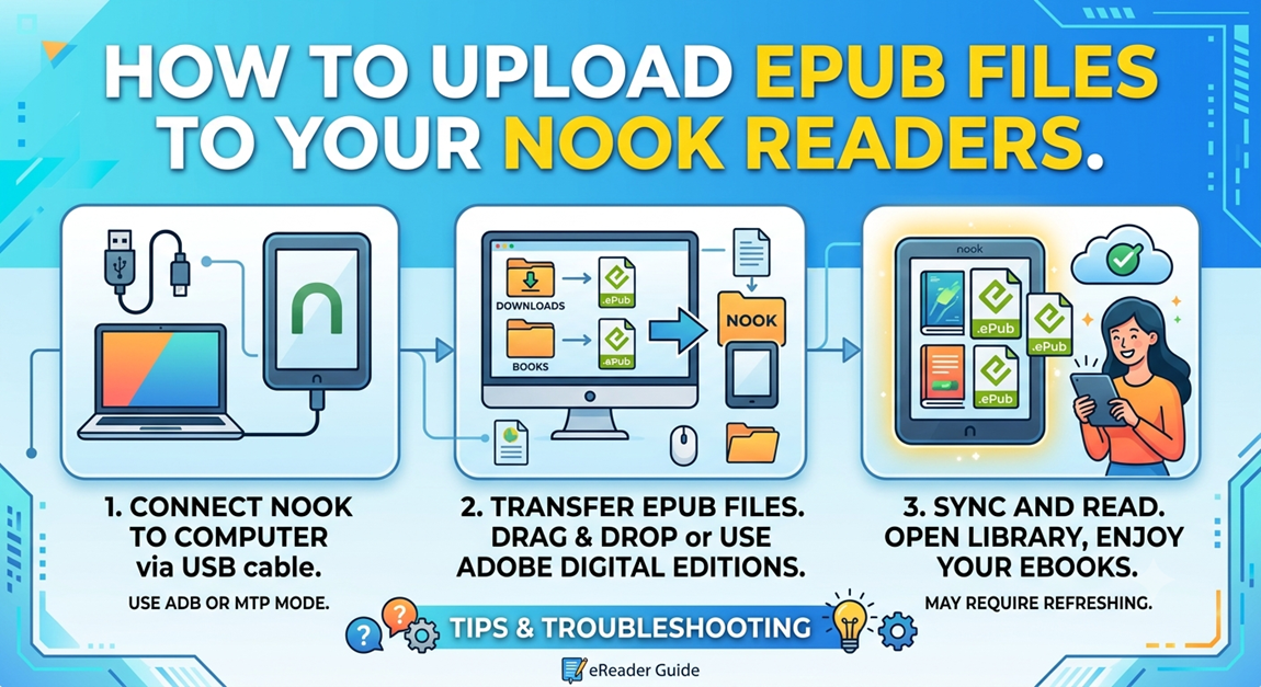 How to upload ePub files to your Nook readers.