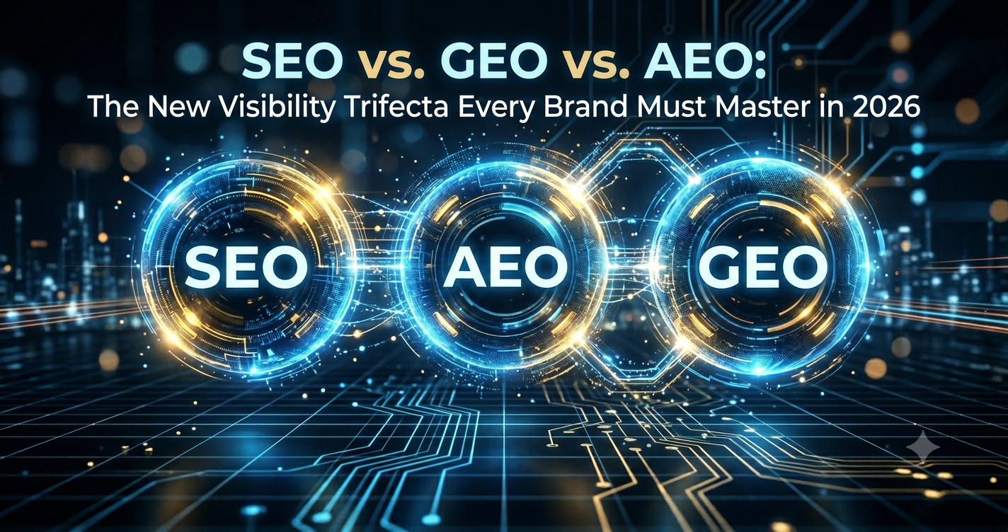 SEO vs. GEO vs. AEO: The New Visibility Trifecta Every Brand Must Master in 2026